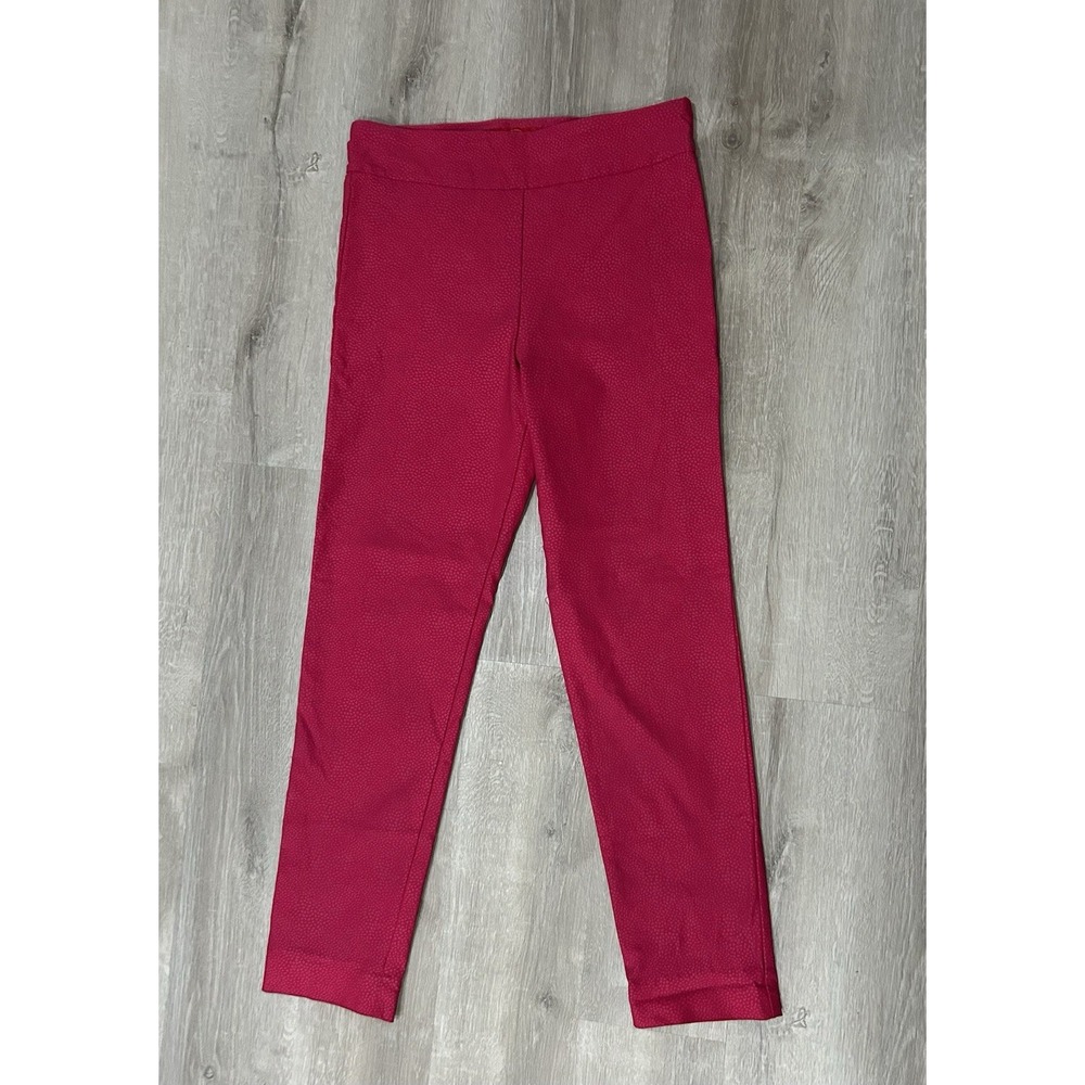 Krazy Larry Women's Pull On Ankle Pants Size 10, Pink W/Speckles, Elastic Waist